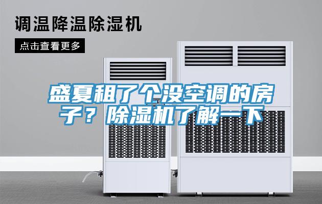 盛夏租了個沒空調(diào)的房子？除濕機(jī)了解一下